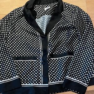 JCrew Marie Marot Polka Dot Silk Styled Top, 5 buttons Size Small
